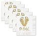 Oh Baby Feet Beverage Cocktail Napkins/Set Of 25 White Paper Napkins With Gold Foil Baby Feet Imprint