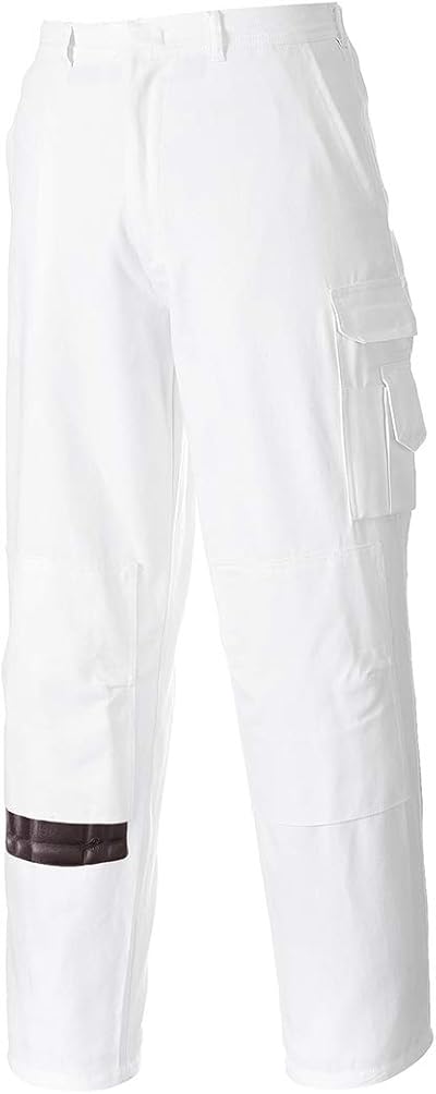 Portwest S817 Elasticated Painter Work Pants White Medium - Durable Cotton