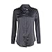 Arctic Cubic Sexy Boyfriend Style Collar Button Front Solid Pure Color Shirt Blouse Top Grey