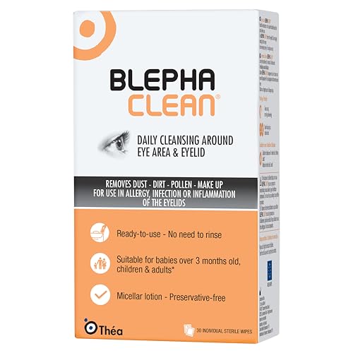 Thea Pharma BlephaClean Lid Wipes - Gentle, Sterile Ready-to-Use for Daily Lid Care, Ideal for those diagnosed with Dry Eye, including MGD & Blepharitis and Infants, Individually Wrapped - 30 Wipes
