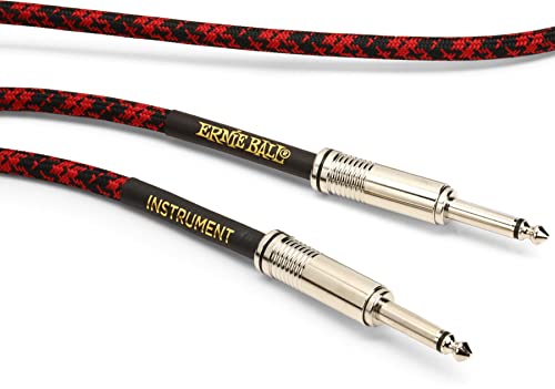 Ernie Ball 25 Braided Straight/Straight Instrument Cable - Red Black, 25 ft