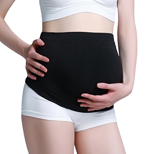 Gratlin Women's Maternity Soft Seamless Pressure-reduction Support Belly Band Black M