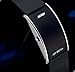 Fanmis Blue LED Light Jelly Sports Watch Black Silicone Strap Silver Case Men's Ladies Wrist Watch