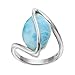 Beaux Bijoux Sterling Silver Oval Larimar Twisted Ring
