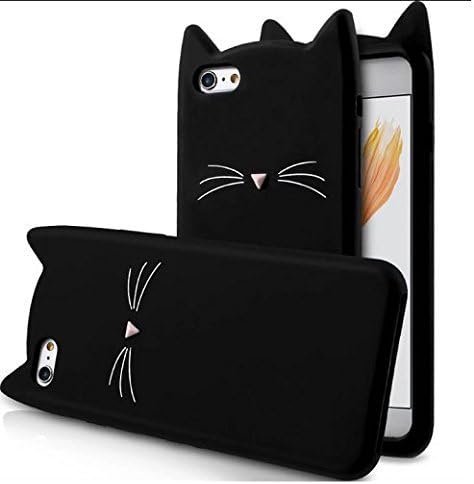 Wprie Apple iPhone 5/5S/SE [3D Cartoon Series] 3D Cute Cat Meow Soft Silicone Back Cover for iPhone 5 - (Black) 3D Meow Party Bread Cat Kitty Protective Soft Rubber Case Skin for iPhone 5s
