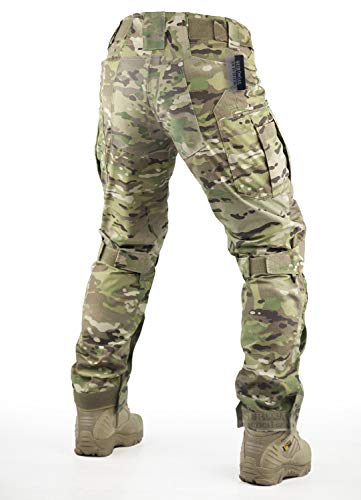 Survival Tactical Gear Pants with Knee Pads Hunting Paintball Airsoft BDU Military Camo Combat Trousers for Men (Multicam, L)