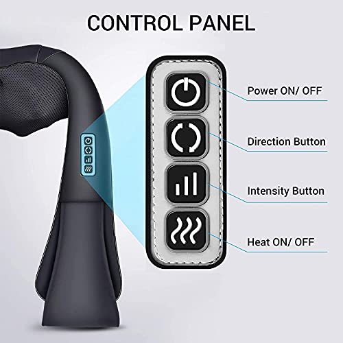 AERLANG Neck Back and Shoulder Massager with Heat, Deep Tissue Shiatsu Kneading Electric Massager, for Muscle Pain Relief, Body Relax, Use at Car Home Office, The Best Gift for Women Men Family