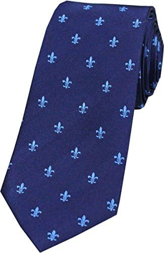 David Van Hagen Mens Fleur de Lys Silk Tie - Navy/Blue