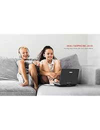 ieGeek 11" reproductor de DVD portátil con visualización mayor brillo de 9.5", 5 horas batería recargable, Dual Auriculares, ranura para tarjeta SD y puerto USB, color negro