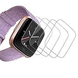 [4 Pack] Fitbit Versa Screen Protector Tempered Glass Film Gavoyeat HD Screen Protector for Fitbit Versa Smart Watch [Crystal-Clear 9H-Hardness Scratch-Resist No-Bubble]