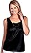 Patricia Lingerie Women's Anti-Cling Camisole Scoop Neck with Lace Trim 2-Pack (Black/Ivory, L)