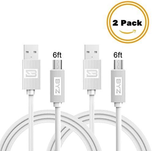 TOBETB 2 Pack Micro USB Charging Cable 6ft White