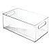 mDesign Deep Plastic Kitchen Storage Organizer Container Bin for Pantry, Cabinet, Cupboard, Shelves, Fridge, or Freezer - Holds Dry Goods, Sauces, Condiments, Drinks, 2 Pack, Clear
