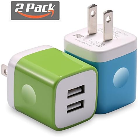 USB Wall Charger, LEEKOTECH 2-Pack 2.1A/5V Dual Port USB Charger Plug Power Adapter Charging Block for iPhone X/8/7/6/6S Plus 5S, iPad, iPod, Samsung, LG, HTC