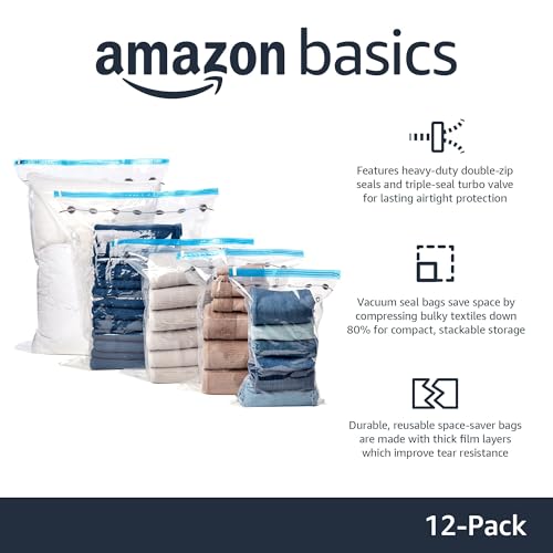 Amazon Basics Vacuum Storage Bags with Hand Pump for Travel, Space Saving photo 8