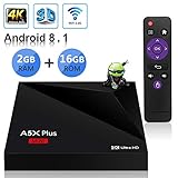 Sidiwen Android 8.1 TV Box A5X Plus Mini Smart Media Player 2GB RAM 16GB ROM Rockchip RK3328 Quad Core Support 3D 4K Ultra HD H.265 HEVC WIFI 2.4G Ethernet 100M LAN USB 3.0 Internet Set Top Box