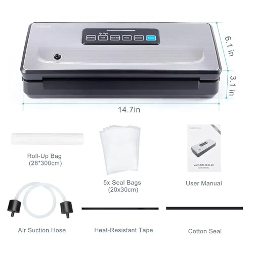 INKBIRD Vacuum Sealer Machine INK-VS02, 85kPa Powerful Pump, Dry/Moist Modes, Built-in Cutter, 30cm Seal Length, Easy Cleanup, Stainless Steel Design, Automatic Sealing for Food Preservation