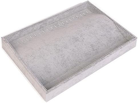 Glitterymall Gray Velvet 20 Hook Necklace Tray Pendants Chokers Chains Jewelry Display Holder Organizer (20 Hook Necklace Display Holder)