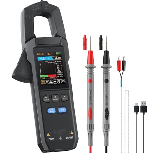 LBOYLOVE® DMC-100 Digital Clamp Meter Multimeter, 9999 Counts TRMS, 600A Curve Recording Rechargeable Amp Meter with AC/DC Voltage Current, Continuity, Capacitance, Diode Resistance Test, Temperature