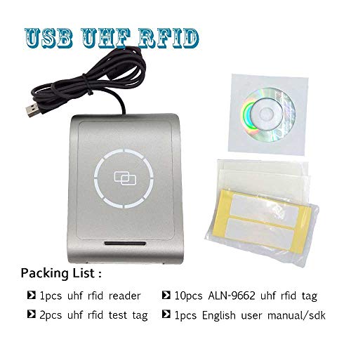 UHF USB Desktop Reader Writer with 860-960MHz Frequency Complie with EPC C1G2 ISO 18000-6C Support Keyboard Emulation Output + 10pcs UHF Tags(Alien 9662 H3)