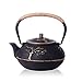 JUEQI 900 ML Old Dutch Cast Iron Teapot, Enamel Craft Tetsubin Japanese Cast Iron Tea Kettle with Stainless Steel Infuser Strainer, Enamel-Coated Interior Plum Bamboo Pattern