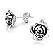 925 Oxidized Sterling Silver Small Rose Flower 8 mm Post Stud Earrings