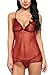 Avidlove Women Nightwear Lace Babydoll Strap Chemise Halter Lingerie Wine Red L