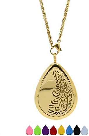 KOKO AROMA Aromatherapy Essential Oil Diffuser Necklace Stainless Steel Locket Pendant