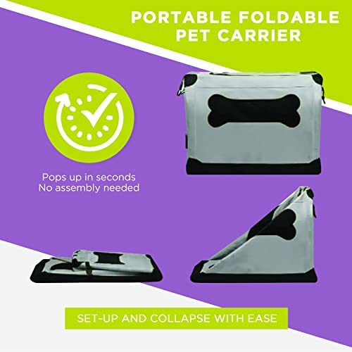 Zampa Dog Carrier Crate for Small Dogs 24”x16.6”x16.5” Portable Cat