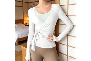 1 Pack Women's Casual Long-Sleeved Top, Ballet Wrap Yoga Top Suitable for Pilates Fitness