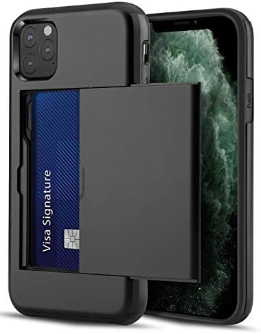LUUDI Case for iPhone 11 Pro Case Wallet Protective Slim Shell Card Holder Sliding Cover Credit Card Slot Scratch Resistant Dual Layer Shockproof Bumper Case for iPhone 11 Pro 5.8 inches Black