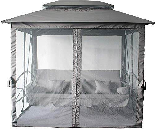 GXK 4 Sitzer Hollywoodschaukel mit Bett Funktion + Pavillon Ascending Gartenschaukel – Bild 3