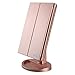 WEILY Tri-Fold Lighted Vanity Makeup Mirror with 21 LED Lights, Touch Screen and 3X/2X/1X Magnification Mirror, 2 Power Supply Modes Tabletop Cosmetic Mirror, Magnifying Travel Mirror (Rose Gold)
