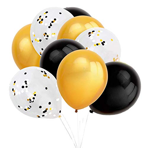 Small Circle Confetti for Party Decoration 10mm/0.4inch,1.76oz,Black White Gold - Thumbnail 3
