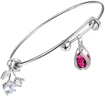 Teardrop Cage Locket Aromatherapy Essential Oil Diffuser Bracelet Expandable Wire Bangle with Multi-Colored Lava Beads