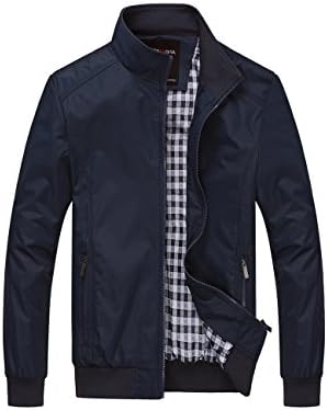 YAMY Men's Fashion Classic Jacket Long Sleeve Casual Basic Coat Outwear Lightweight Bomber Jacket (4X-Large, Navy)