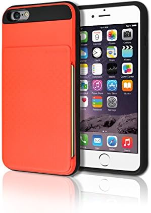 iPhone6 iPhone6S [Push Hidden Wallet Case] [Card Slot] [Heavy Duty] [Slim Fit] [Textured Grip] Dual Hybrid Tough Screen Drop Shield Protection Back Bumper Hard Cover Apple iPhone 6 6S (Red)