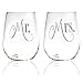 Mr. and Mrs. Silver Stemless Wine Glasses with Elegant Lettering, For Couples Engagement, Wedding Set, 17 Ounce