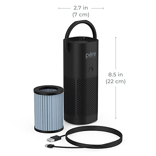 Pure Enrichment PureZone Mini Portable Air Purifier - Cordless True HEPA Filter Cleans Air & Eliminates 99.97% of Dust, Odors, & Allergens Close to You - Cars, School, & Office