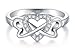 BORUO Love Heart Twisted Eternity Band-925 Sterling Silver Rings for Women-Platinum Plated Over Sterling Silver Wedding Band For Womem-Promise Rings For Her-Silver Rings For Women, 2mm, Size 4-12