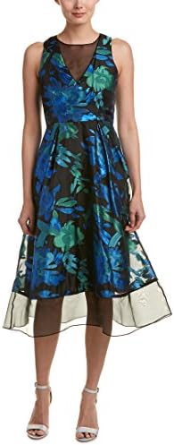 Kay Unger Womens Silk-Trim A-Line Dress, 12, Black