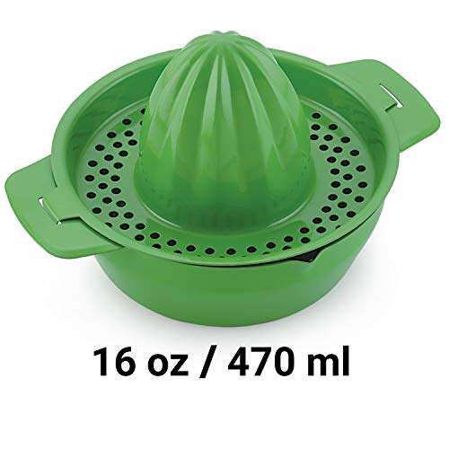 Wilmington Steelwares Citrus Juicer & Strainer - Stainless Steel - Make Your Own Orange - Grapefruit - Lemon & Fruit Juices - 16oz Capacity (Green)