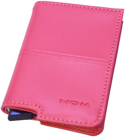 Pop-Up PU Leather Wrapped Aluminum Card Case Business Card Wallet ID Holder (PINK)
