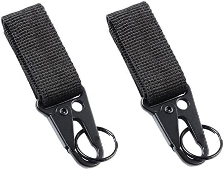 FODR 2 PCS Nylon Belt Keychain, Gear Keeper Pouch, can be used as Key Chain, Key Ring Holder, Compatible with Molle Bags, perfect webbing attachment strap (Black)