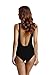 zeraca Women's High Cut One Piece Bikini Bathing Suits (L14, Black)