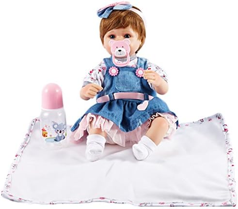 Hoomai Doll 17 inch Lifelike Reborn Baby Doll Vinyl Silicone Body Realistic Lovely Newborn Cute Dolls for Real Touch Girl Boy Toy Collection Gift