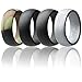 ROQ Silicone Rubber Wedding Ring for Men, Comfort Fit, Breathable Rubber Engagement Band, Men's Wedding Band, 8mm Wide 2mm Thick, Dome Solid, 4 Pack, Camo, Black, Grey, Silver, Size 9