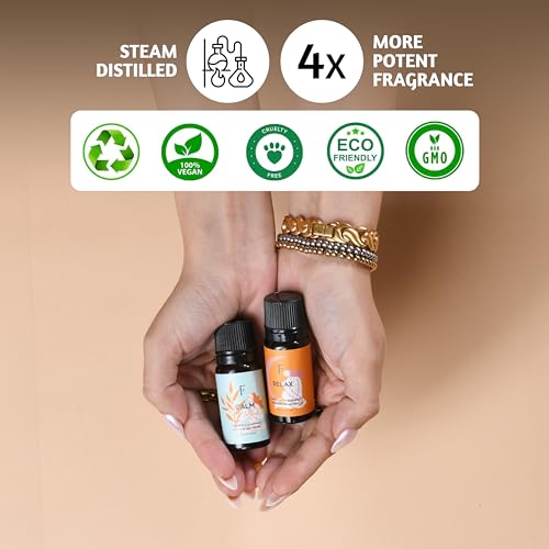 FOLKULTURE SLEEP ESSENTIAL OILS SET OF 2 | ESSENTIALS FOR DIFFUSERS FOR HOME, PURE ESSENTIALS-OILS, DIFFUSER SCENTS FOR HOME, LAVENDER & CHAMOMILE ESSENTIALS OILS