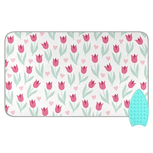 ElliTarr Ironing Mat Portable Ironing Pad Ironing Blanket for Table Top Heat Resistance Double-Side Using Travel Large 47.2 x 27.6 Inch Foldable Lightweight Cute Flower