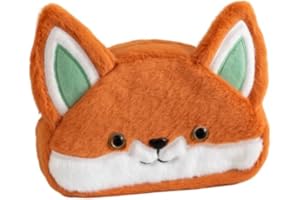 Quhoxdye Fox Pencil Case - Large Capacity Adorable Kawaii Animal Pencil Pouch - Zipper Plush Cartoon Storage Bag for School D